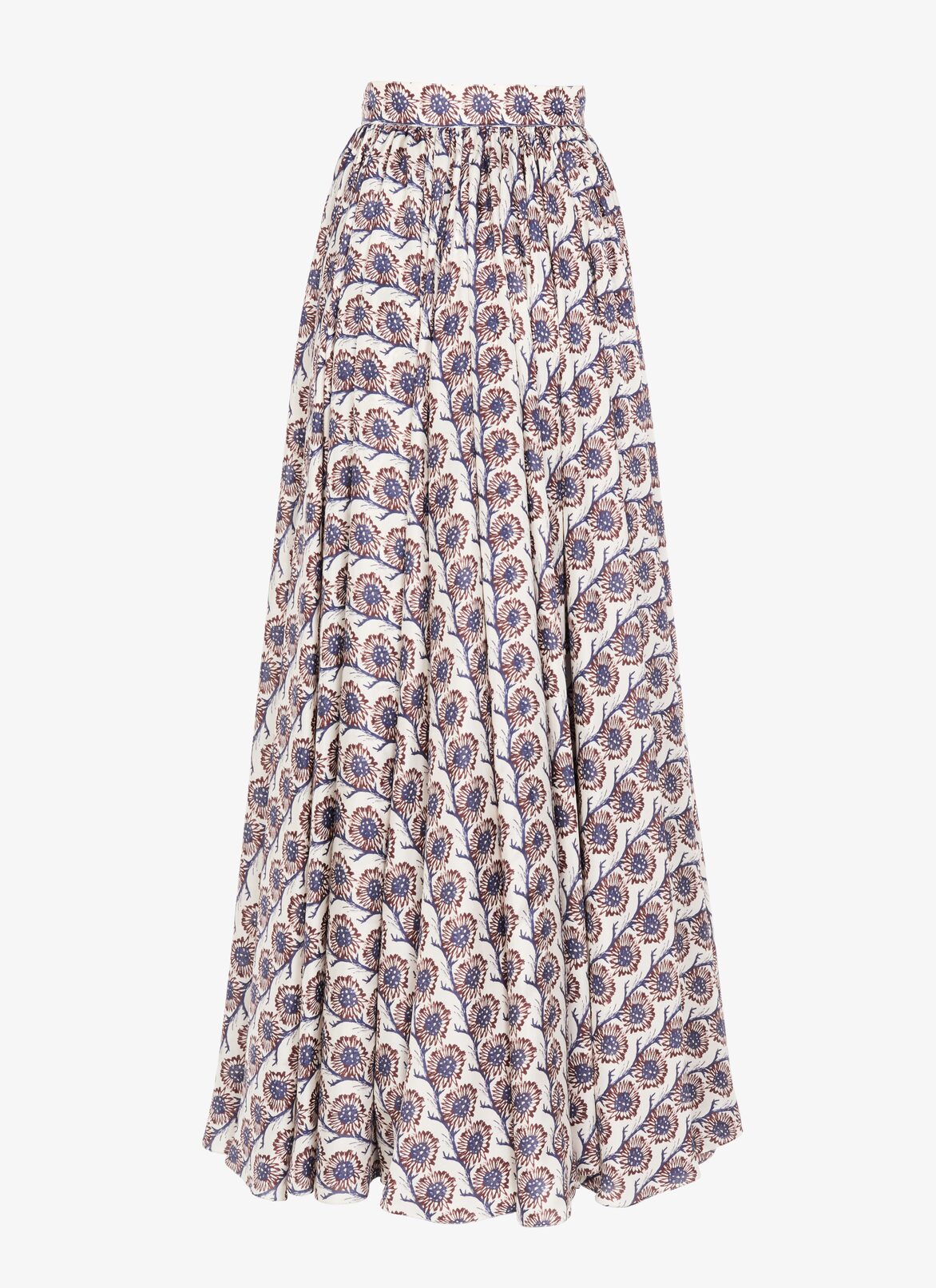 Wide printed habotai silk skirt  ALAÏA WHITE/BROWN WIDE PRINTED HABOTAI SILK SKIRT
